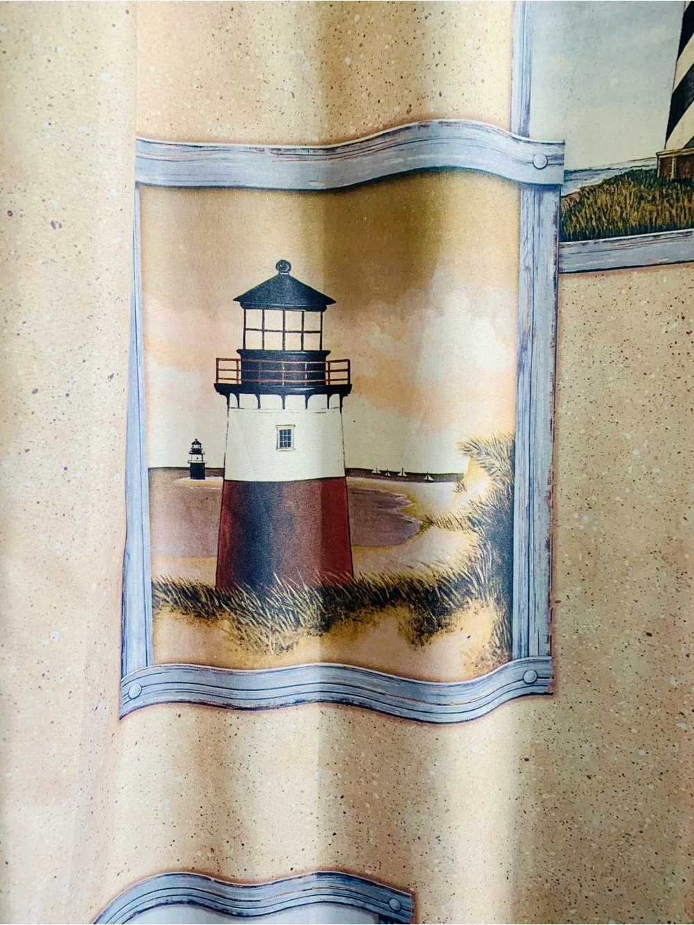 Lighthouse Nautical Shower Curtain & Lighthouse Hooks / Ornaments Bathroom Decor